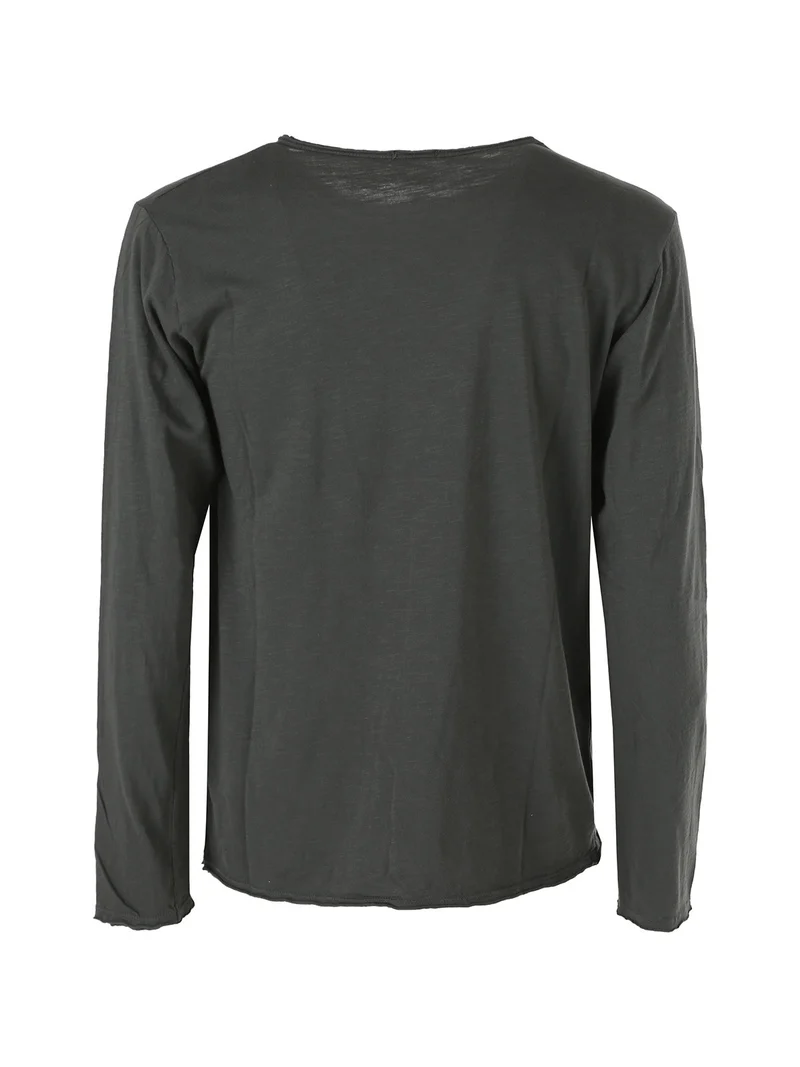 T-shirt da uomo a maniche lunghe in cotone - grigio scuro