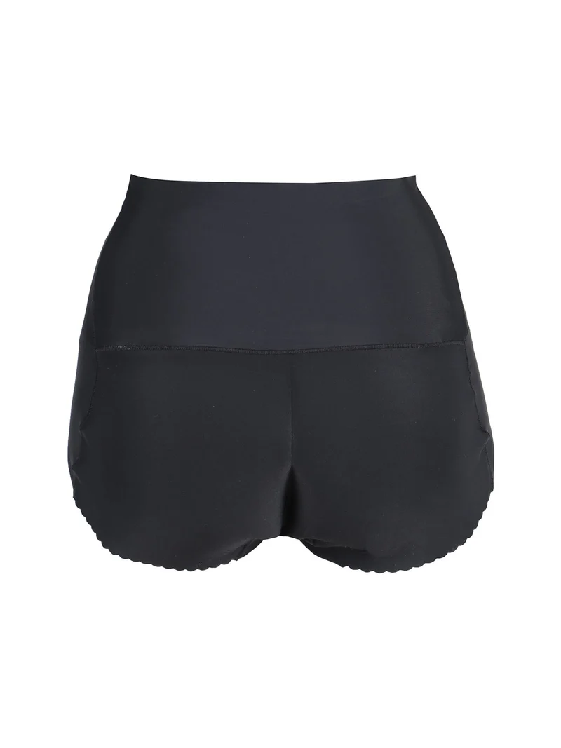 Slip donna a vita alta con effetto push-up e forma glutei imbottiti - nero