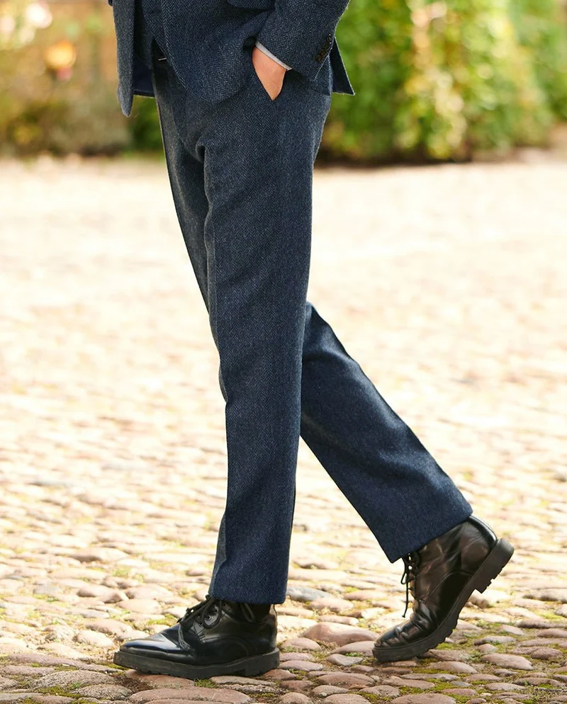 Harris Tweed Hose "Mr. Miller" in blue herringbone