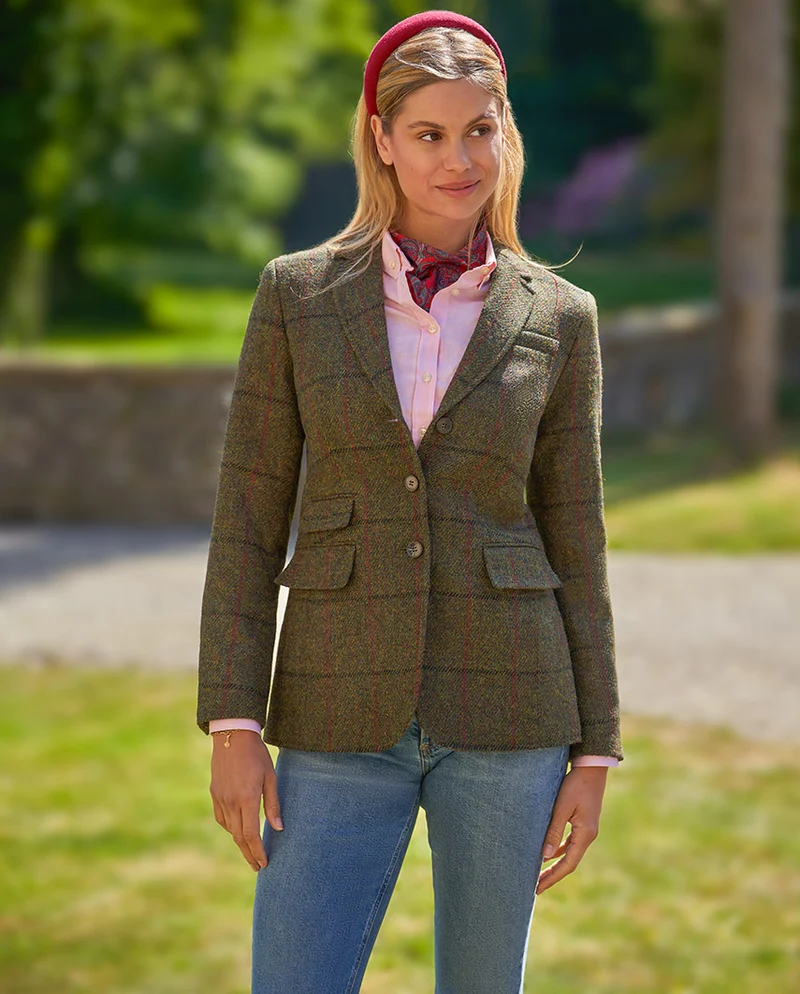 Harris Tweed Blazer "Carola" in green overcheck