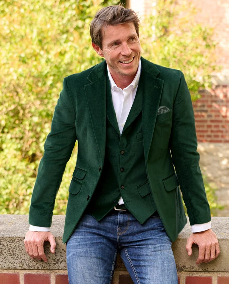 Herren Samt Sakko "London" in forest