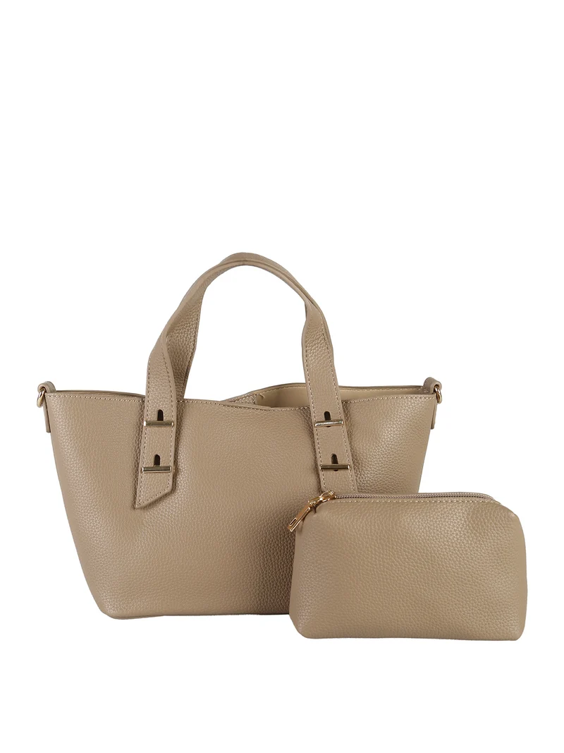 Borsa mini tote da donna con doppi manici - khaki