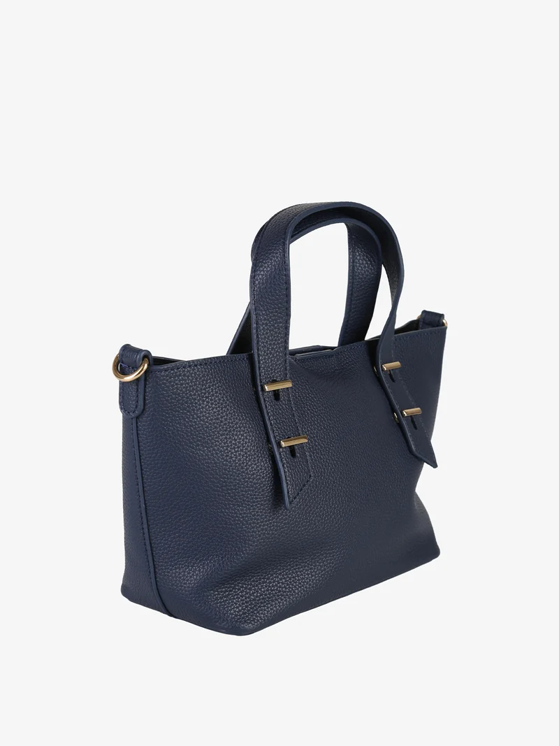 Borsa mini tote da donna con doppi manici - blu scuro