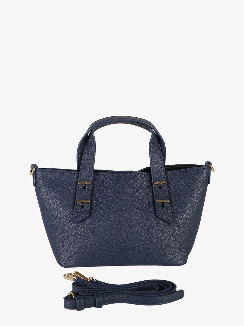 Borsa mini tote da donna con doppi manici - blu scuro