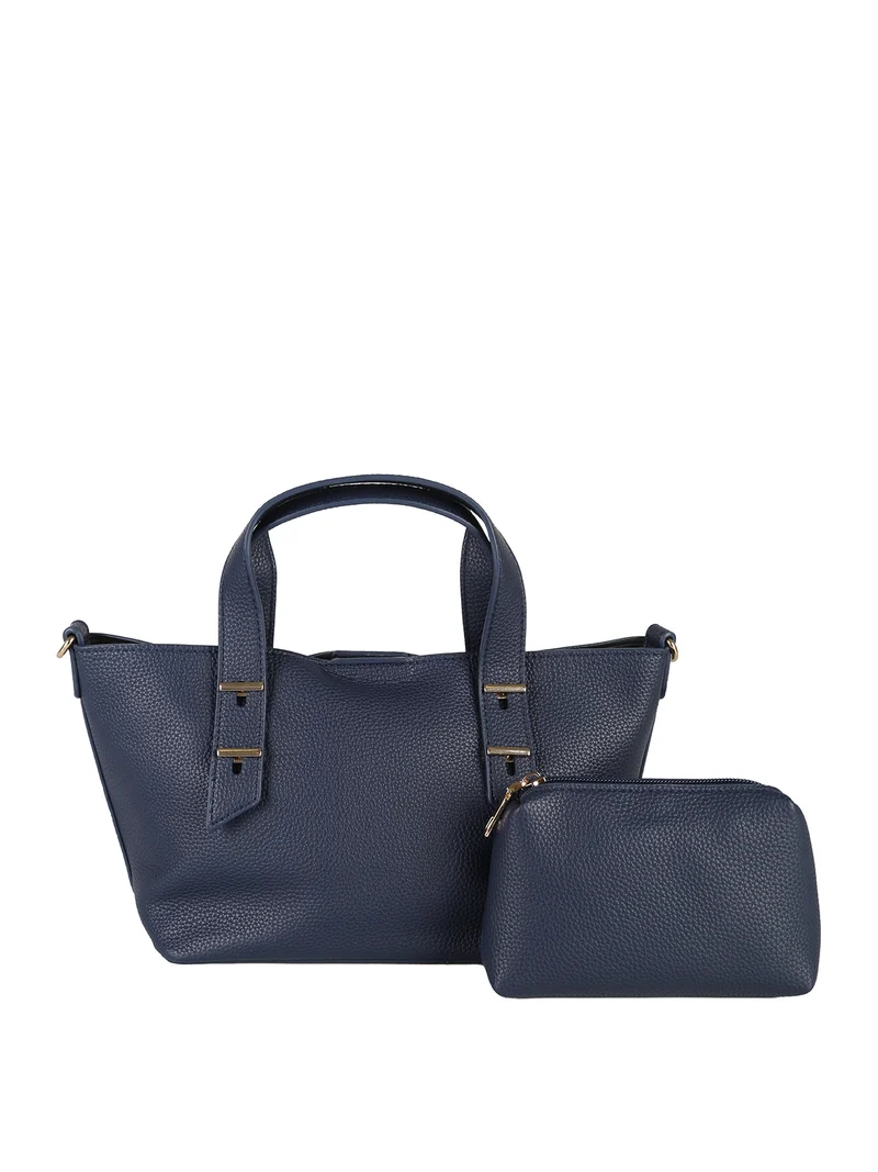 Borsa mini tote da donna con doppi manici - blu scuro
