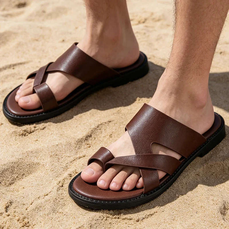Elegant Leather Cross Strap Sandals