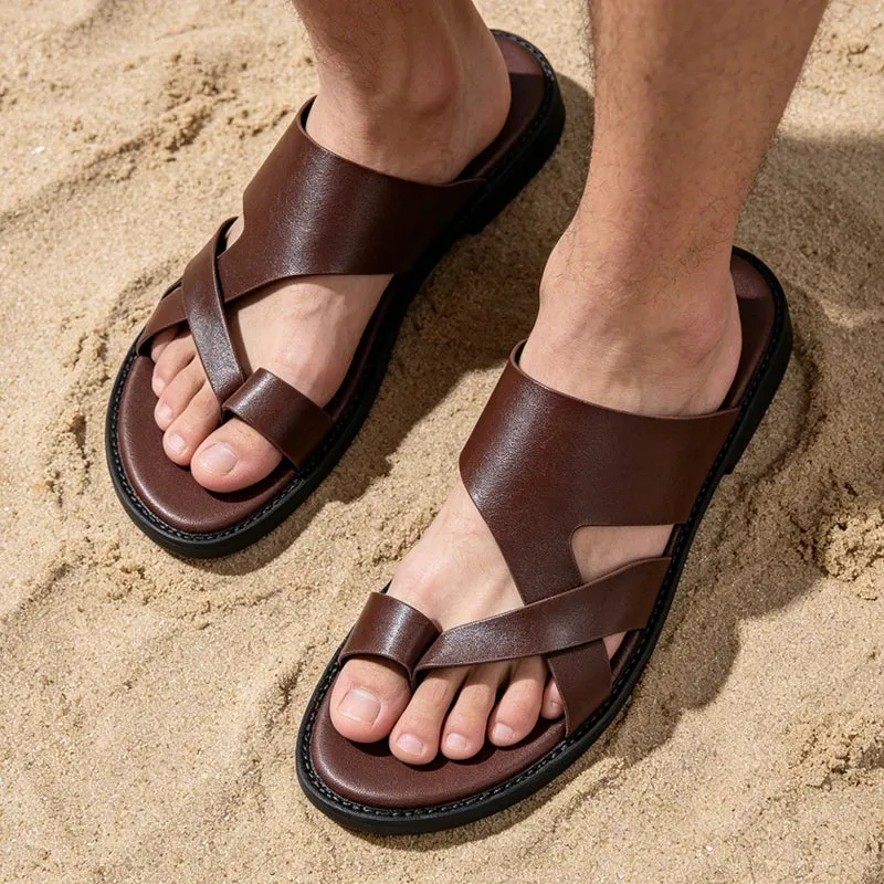 Elegant Leather Cross Strap Sandals