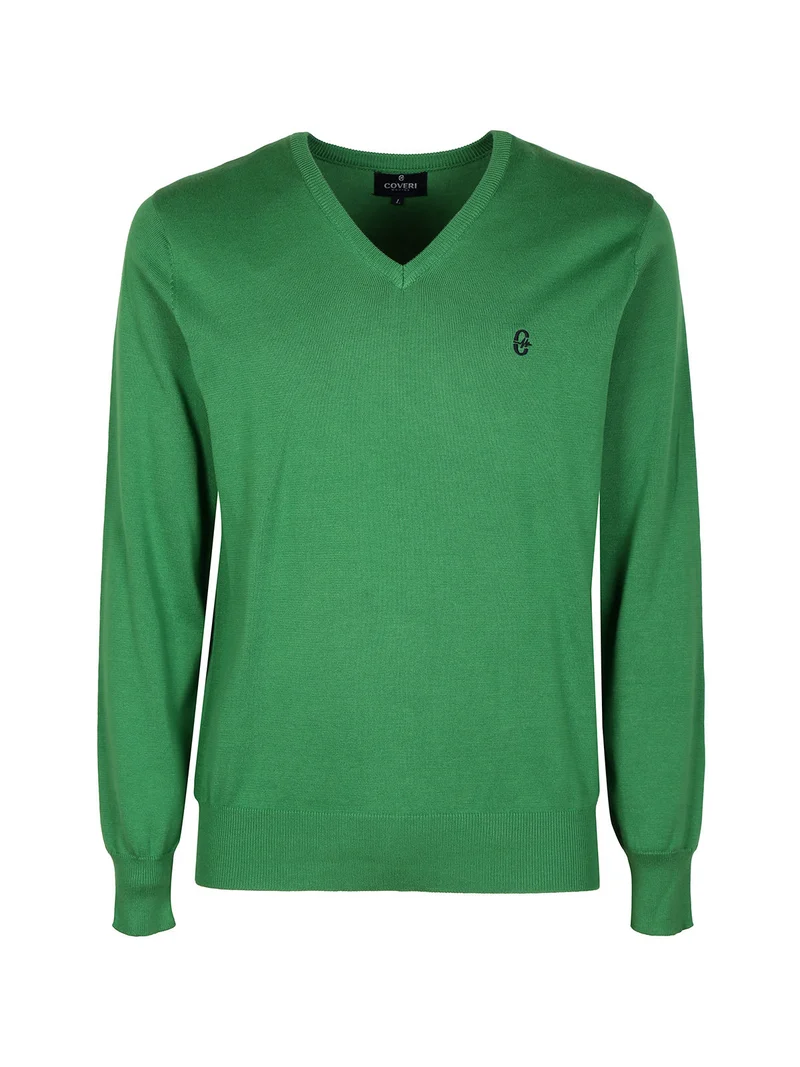 Pullover leggero da uomo con scollo a V - verde