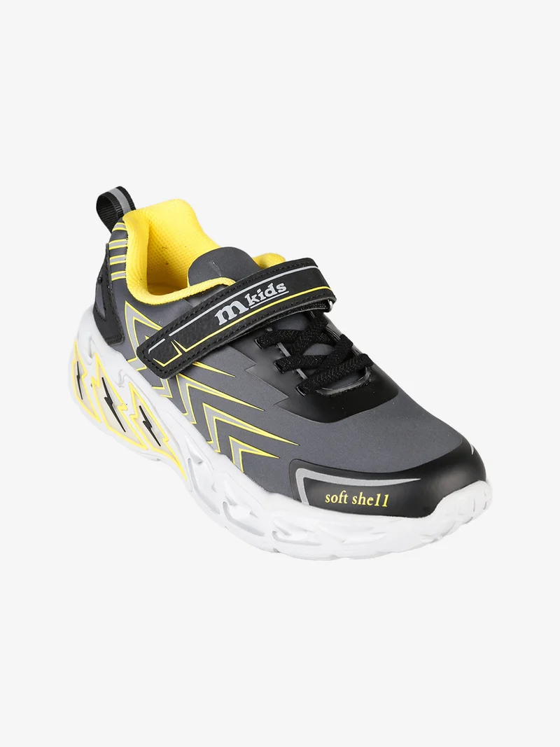 Sneakers da ragazzo con luci e cinturino a strappo - grigio