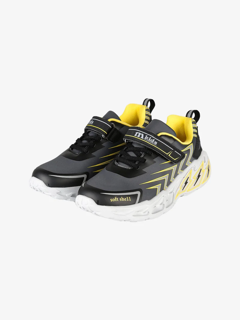 Sneakers da ragazzo con luci e cinturino a strappo - grigio