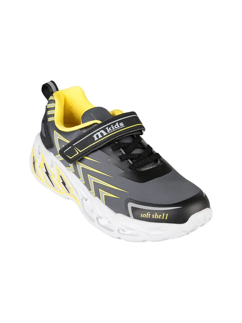 Sneakers da ragazzo con luci e cinturino a strappo - grigio