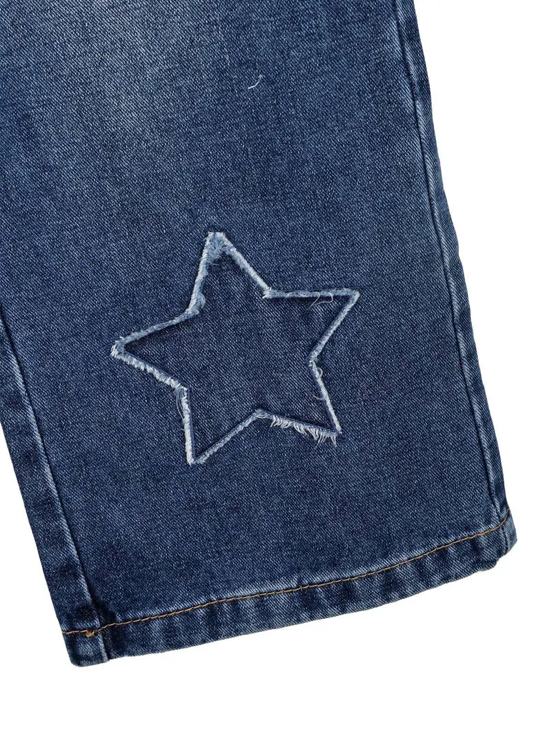 Jeans wide leg da bambina con toppe - jeans