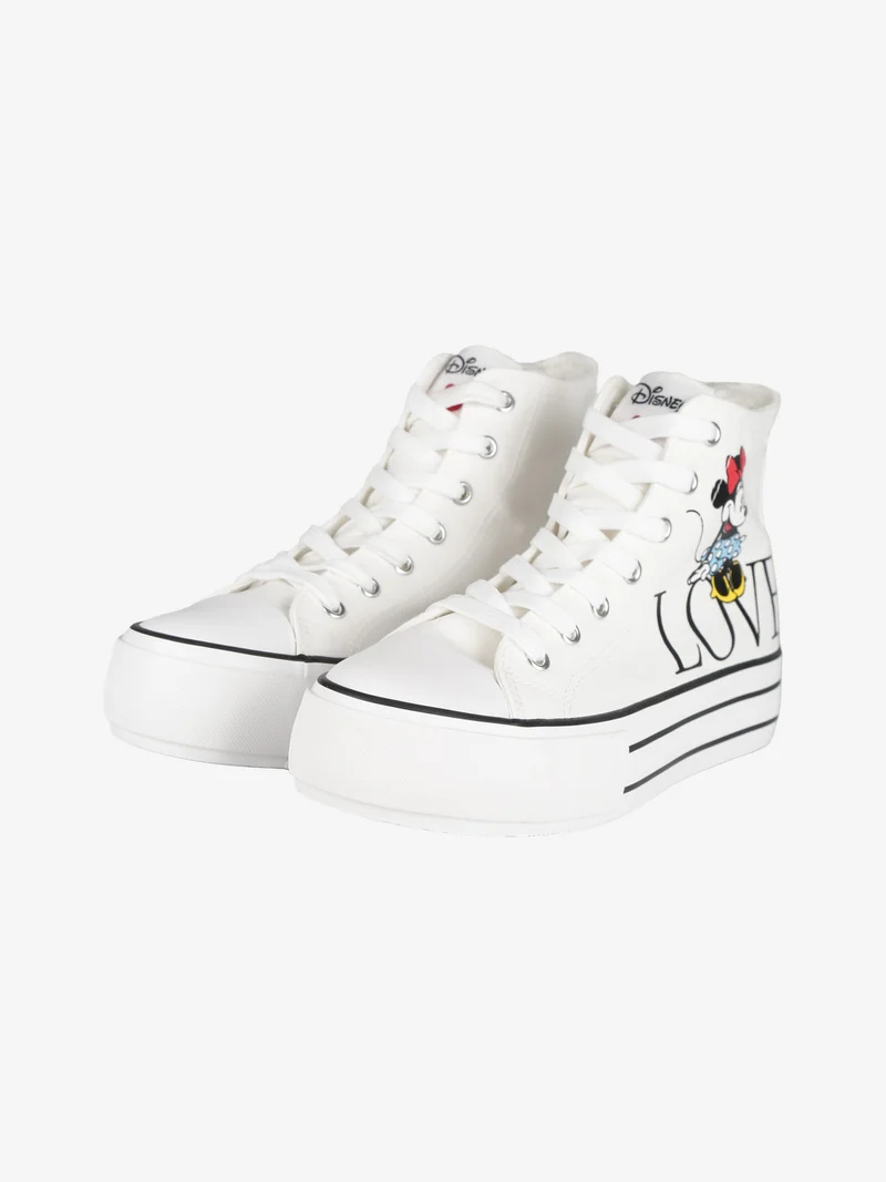 Minnie Sneakers alte donna con platform - bianco
