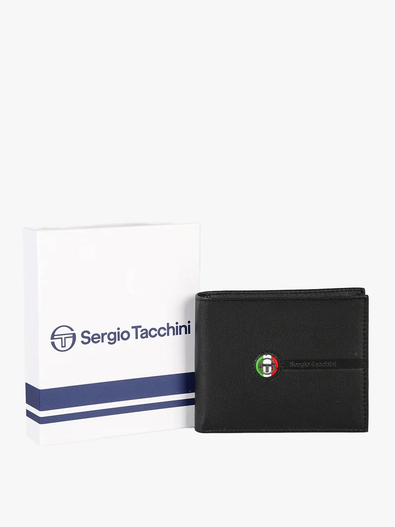 Portafoglio in pelle mini da uomo con logo - nero