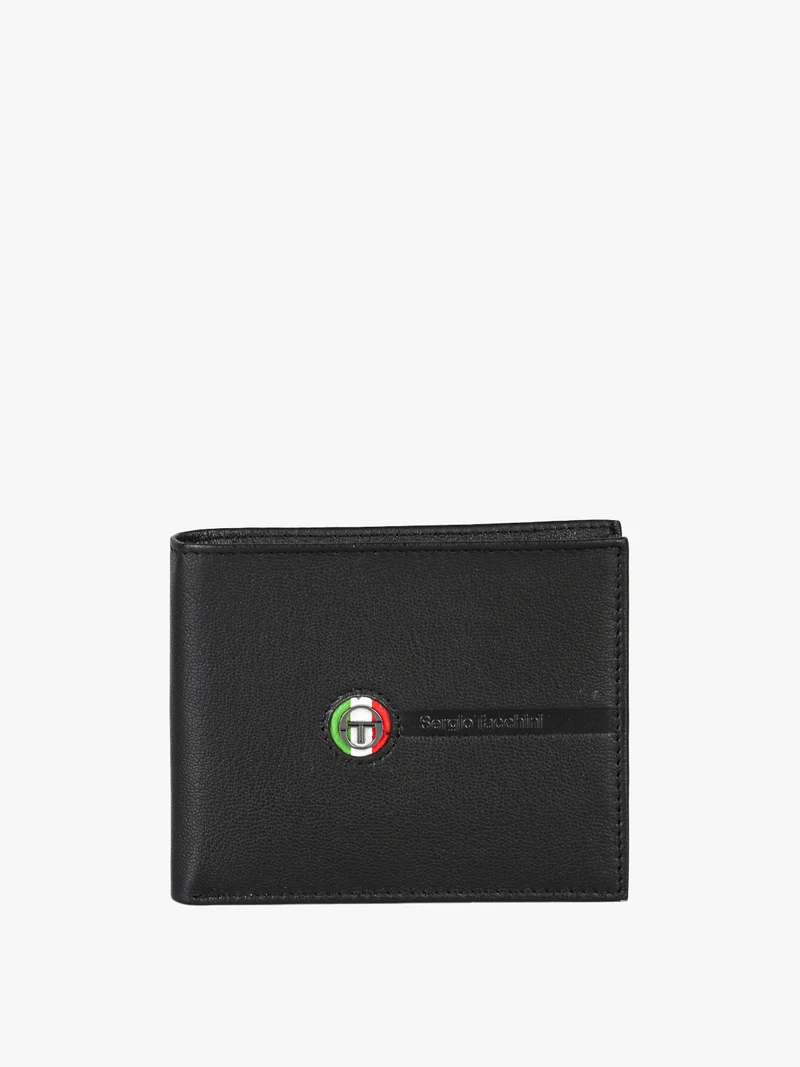 Portafoglio in pelle mini da uomo con logo - nero