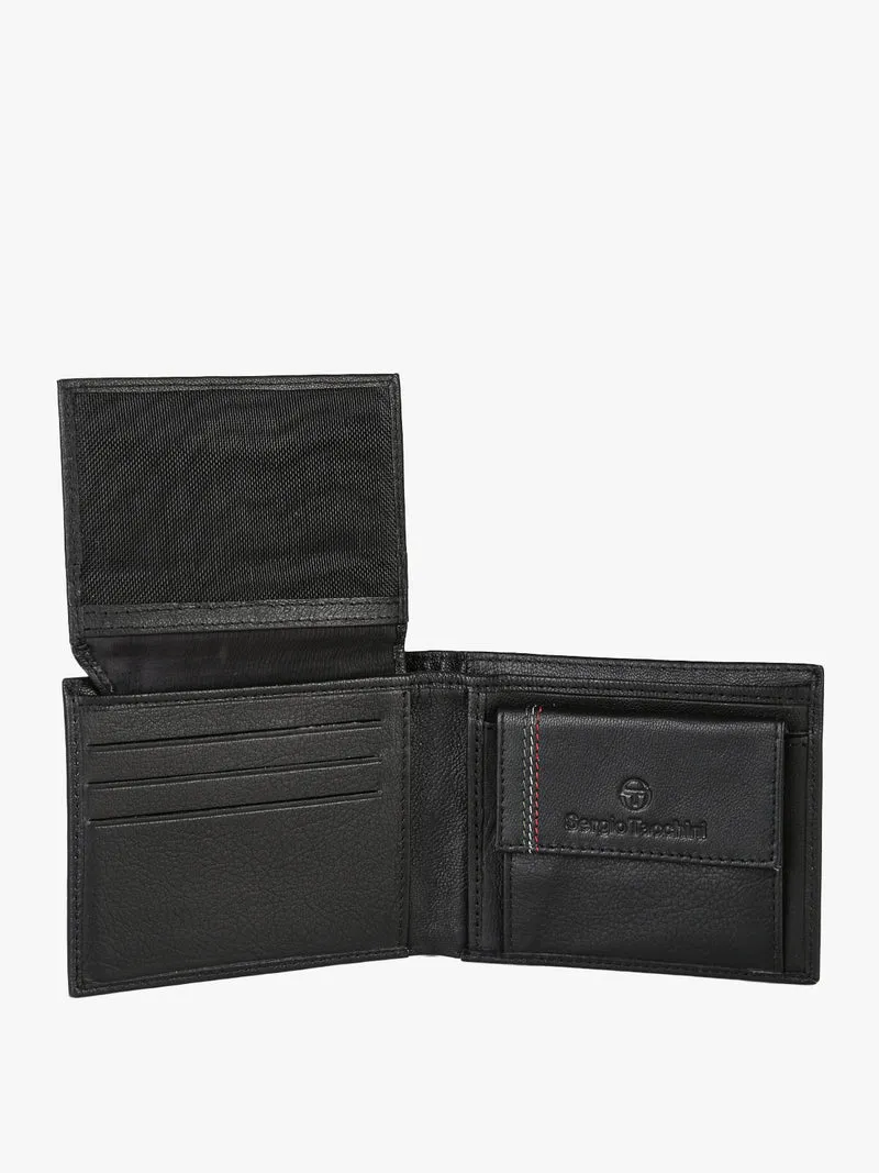 Portafoglio in pelle mini da uomo con logo - nero