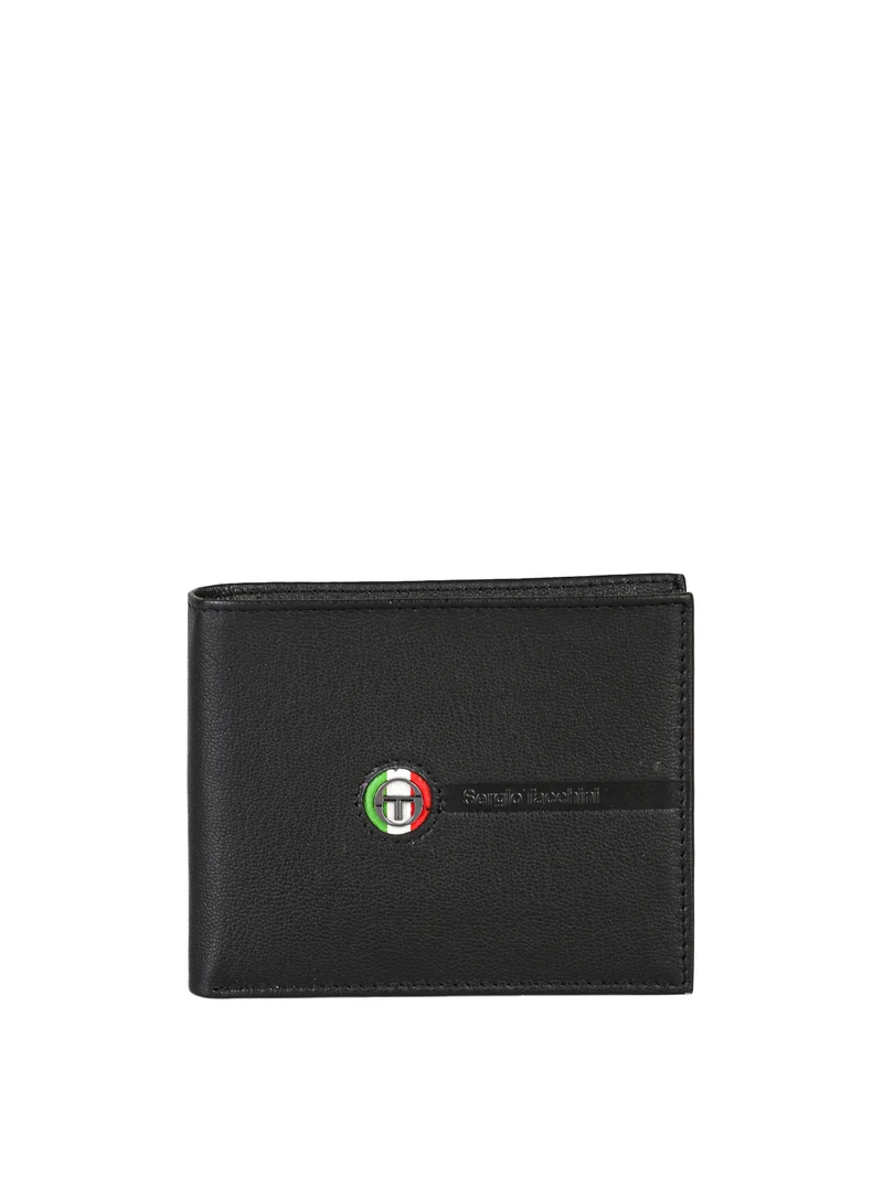 Portafoglio in pelle mini da uomo con logo - nero