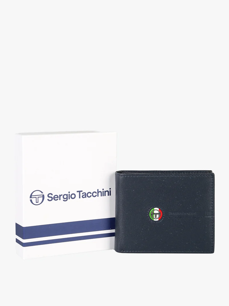 Portafoglio in pelle mini da uomo con logo - blu scuro
