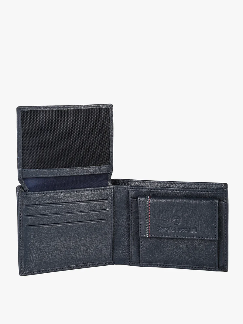 Portafoglio in pelle mini da uomo con logo - blu scuro