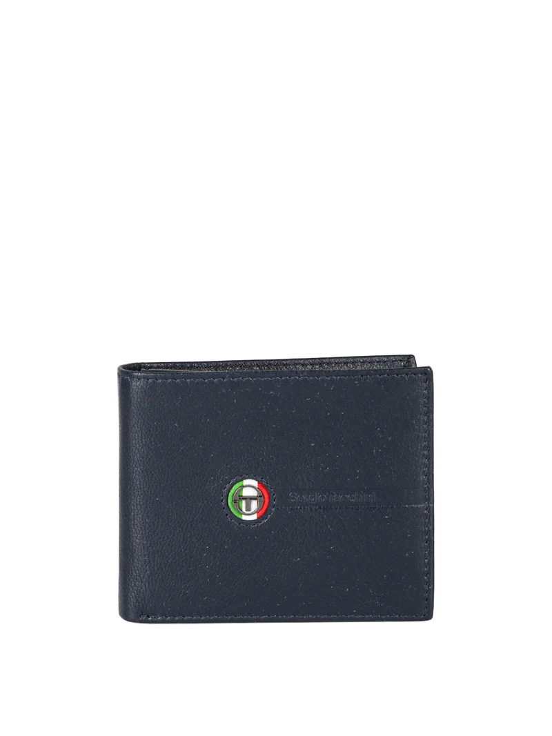 Portafoglio in pelle mini da uomo con logo - blu scuro