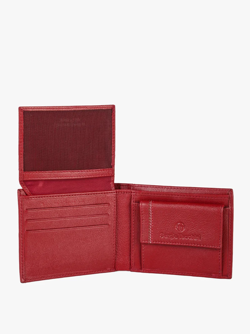 Portafoglio in pelle mini da uomo con logo - bordeaux