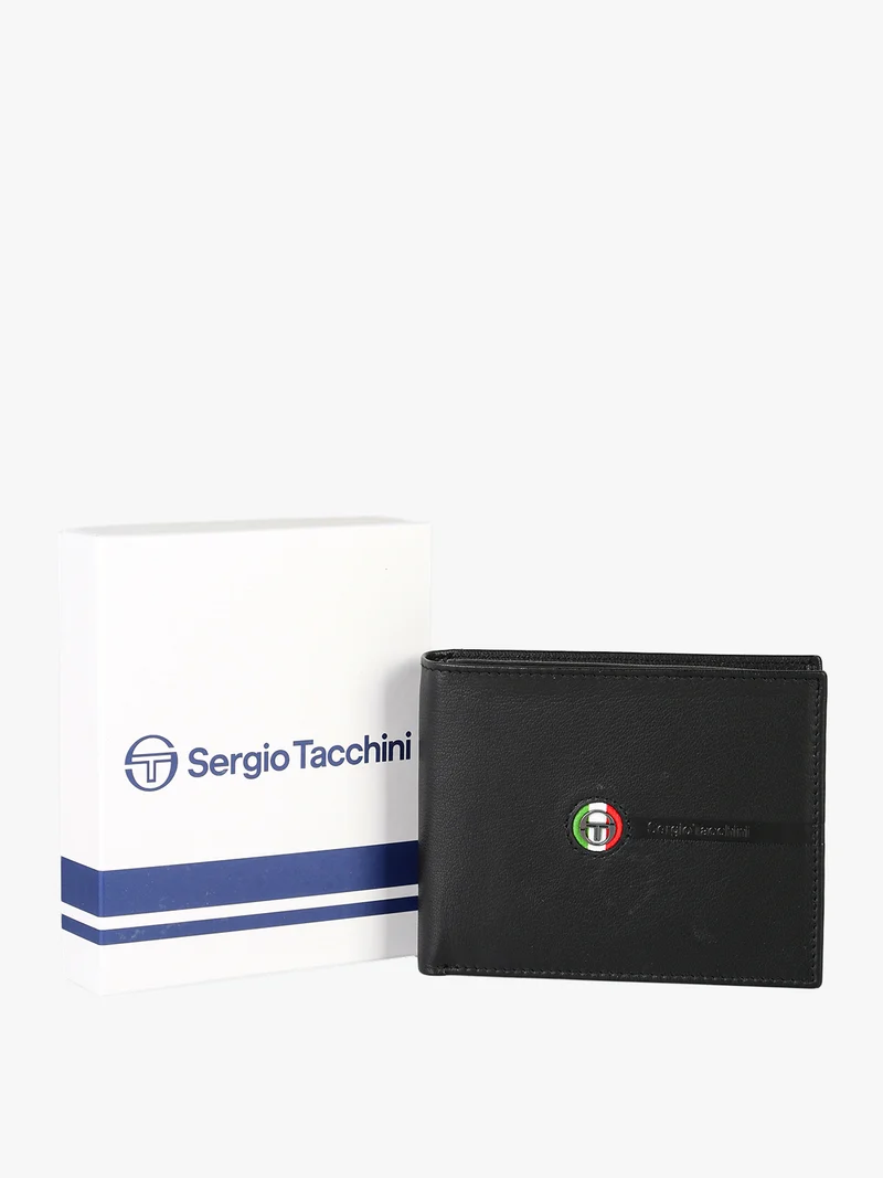 Portafoglio da uomo in pelle con logo - nero