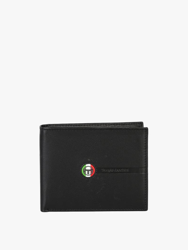Portafoglio da uomo in pelle con logo - nero