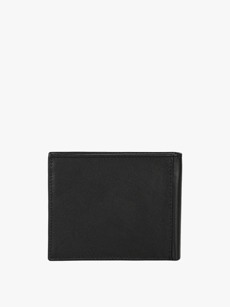 Portafoglio da uomo in pelle con logo - nero