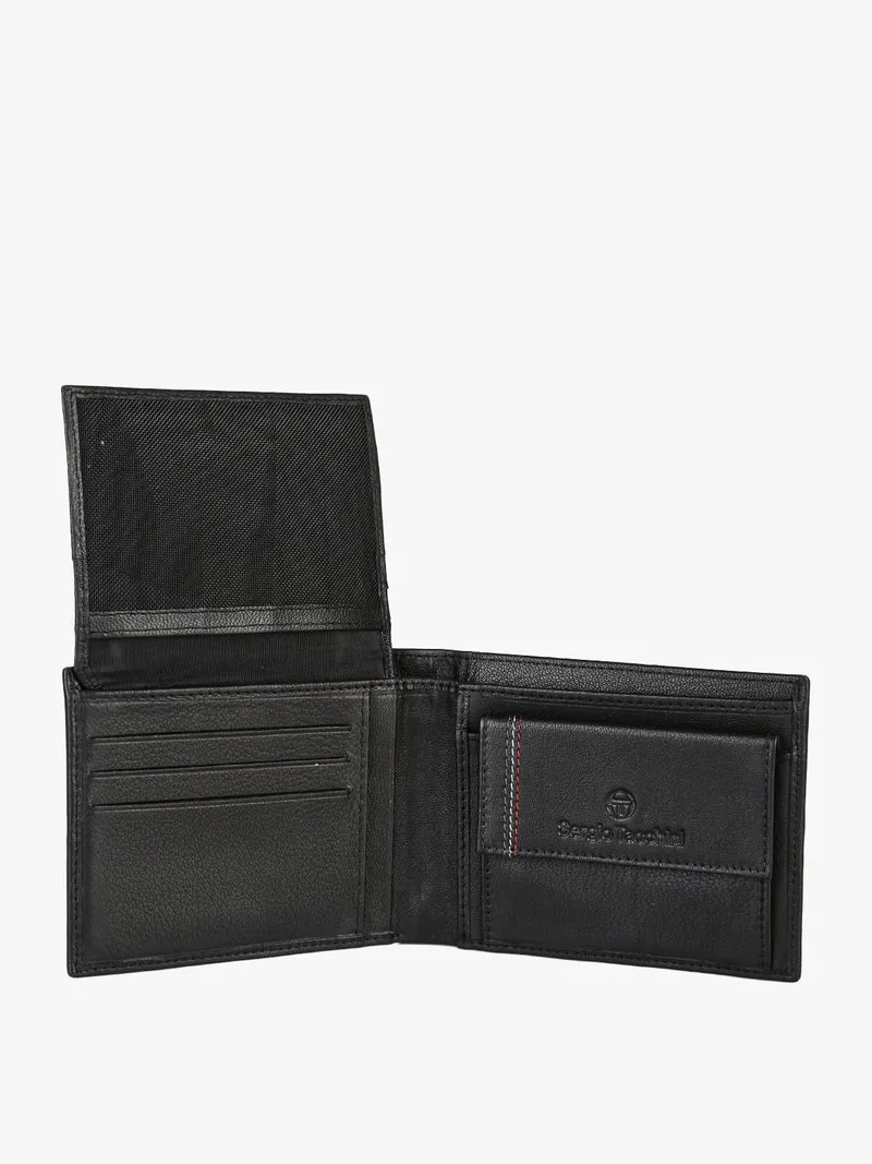 Portafoglio da uomo in pelle con logo - nero