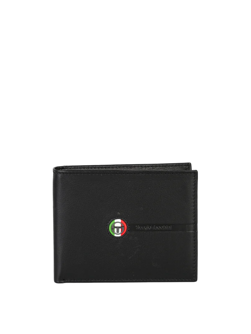 Portafoglio da uomo in pelle con logo - nero