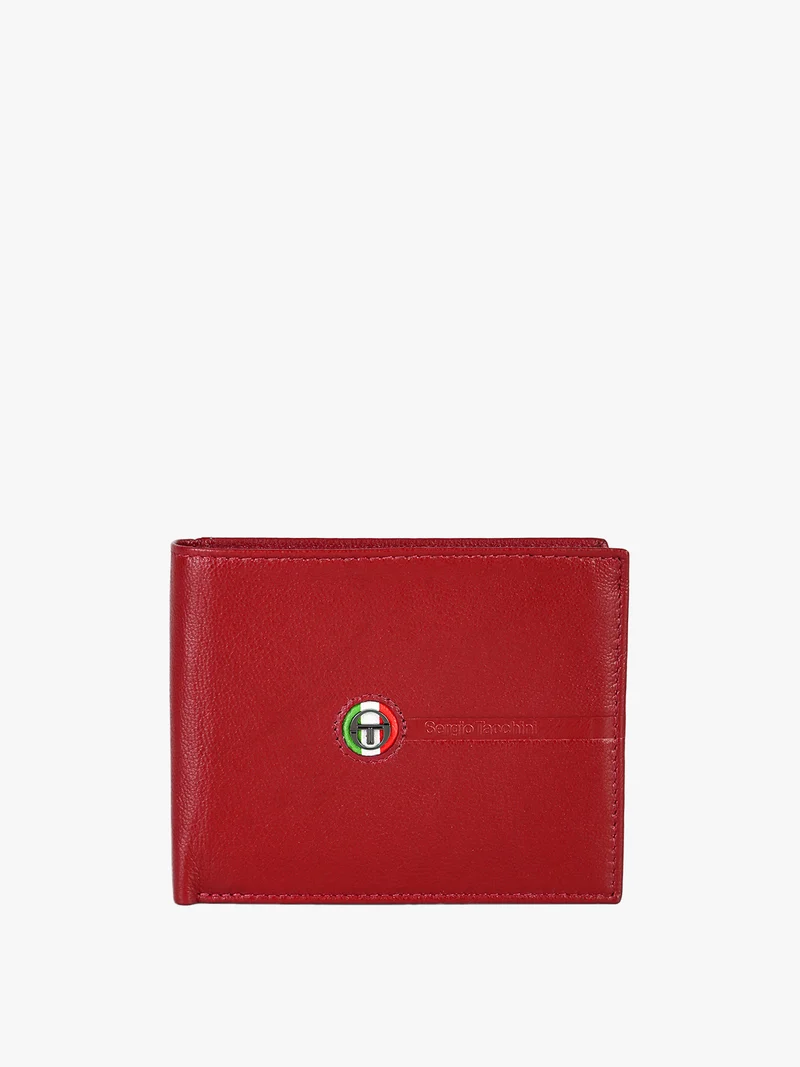 Portafoglio da uomo in pelle con logo - bordeaux