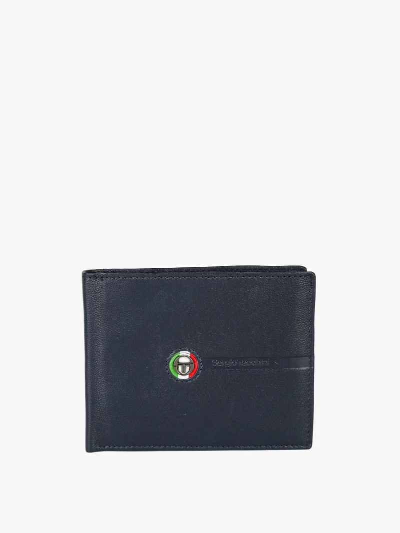 Portafoglio da uomo in pelle con logo - blu scuro
