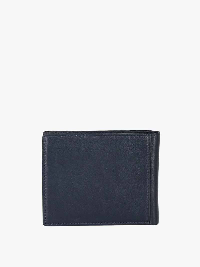 Portafoglio da uomo in pelle con logo - blu scuro