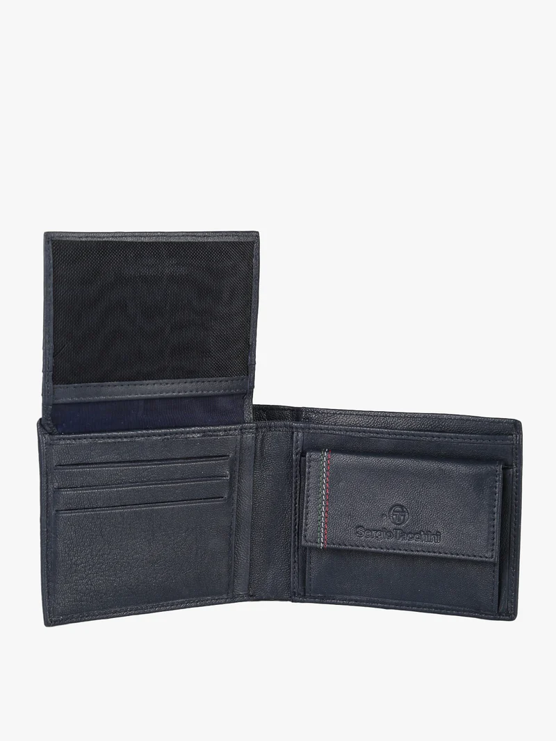 Portafoglio da uomo in pelle con logo - blu scuro