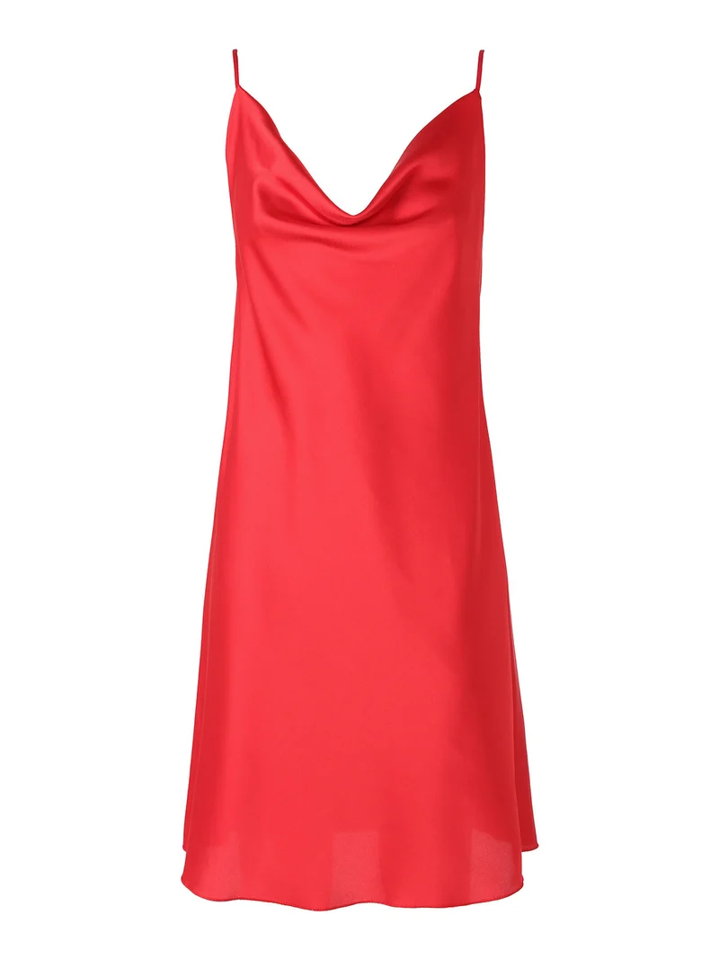 Vestito da donna con spalline sottili e scollo a cascata - rosso