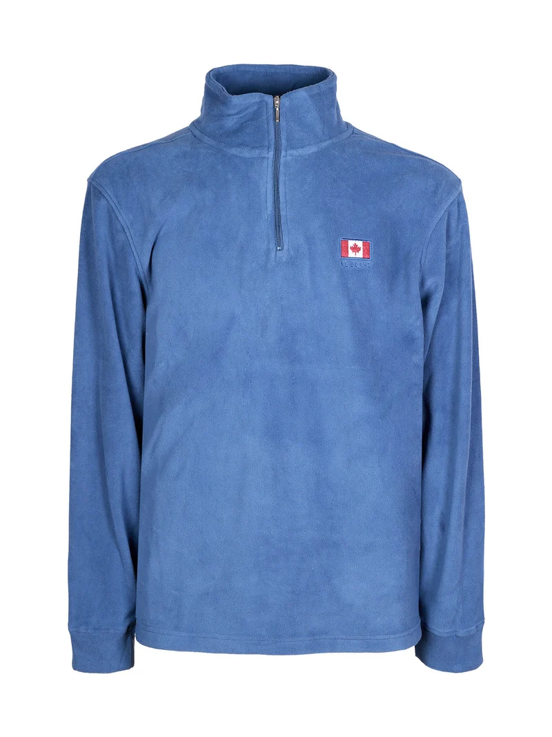 Felpa uomo in pile mezza zip - blu