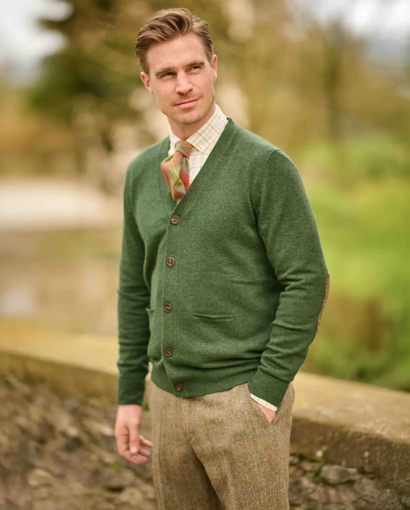 Herren Merino-Strickjacke "The Cardigan" in racing green