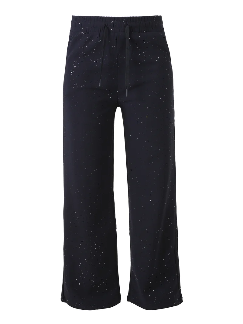 Pantaloni donna con dettagli brillanti e interno felpato - blu scuro