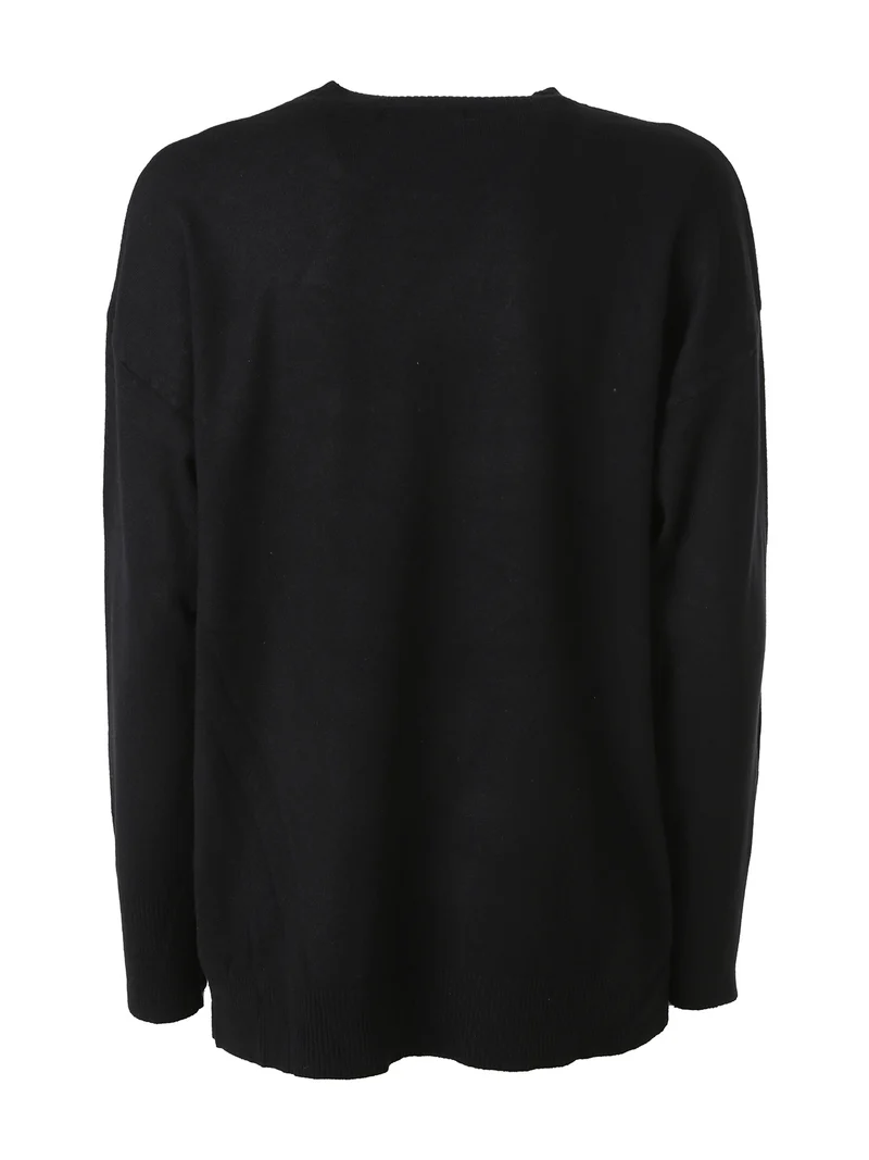 Maglia girocollo da donna in tinta unita - nero