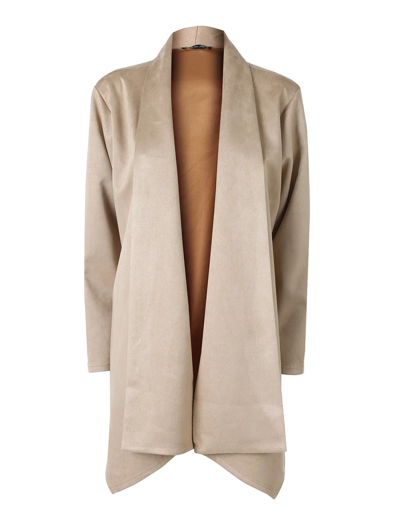 Blazer donna aperto in tessuto scamosciato linea curvy - beige