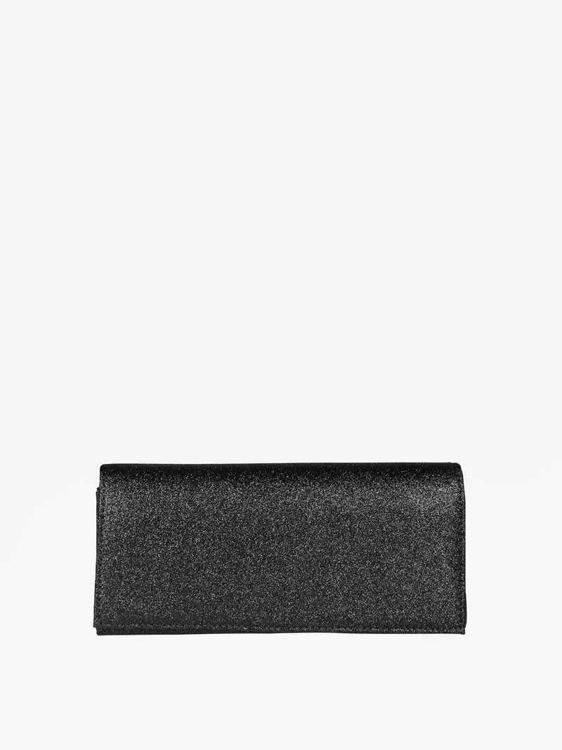 Pochette rigida rettangolare con glitter - nero