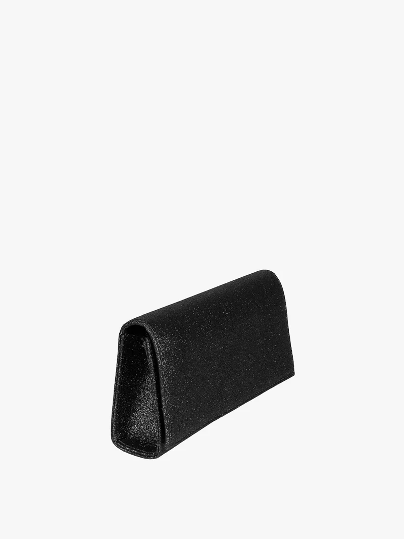 Pochette rigida rettangolare con glitter - nero