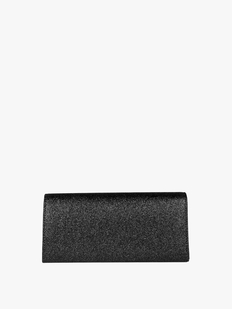 Pochette rigida rettangolare con glitter - nero