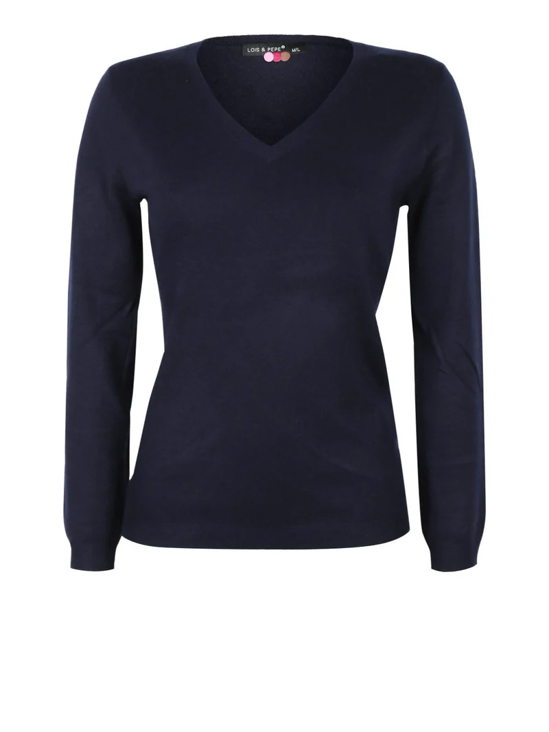 Pullover da donna scollo a V - blu scuro