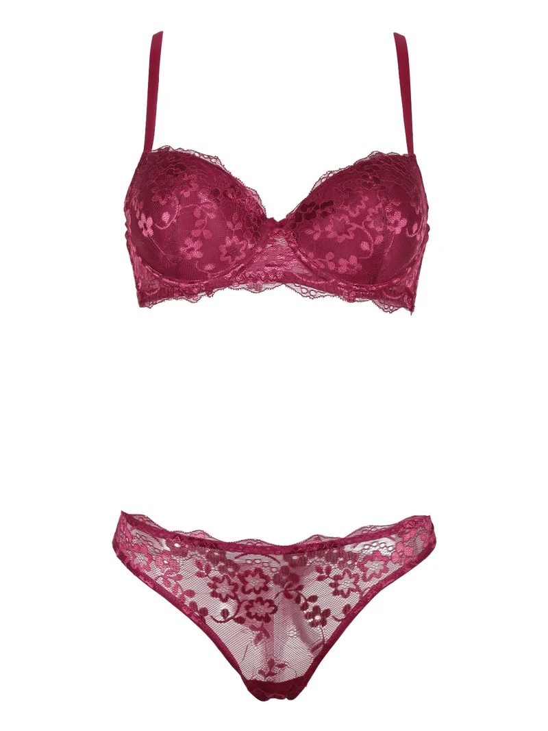 G5575C Reggiseno imbottito preformato + Brasiliano - bordeaux