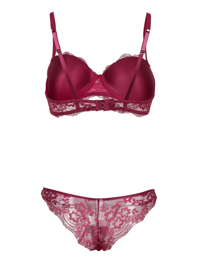G5575C Reggiseno imbottito preformato + Brasiliano - bordeaux