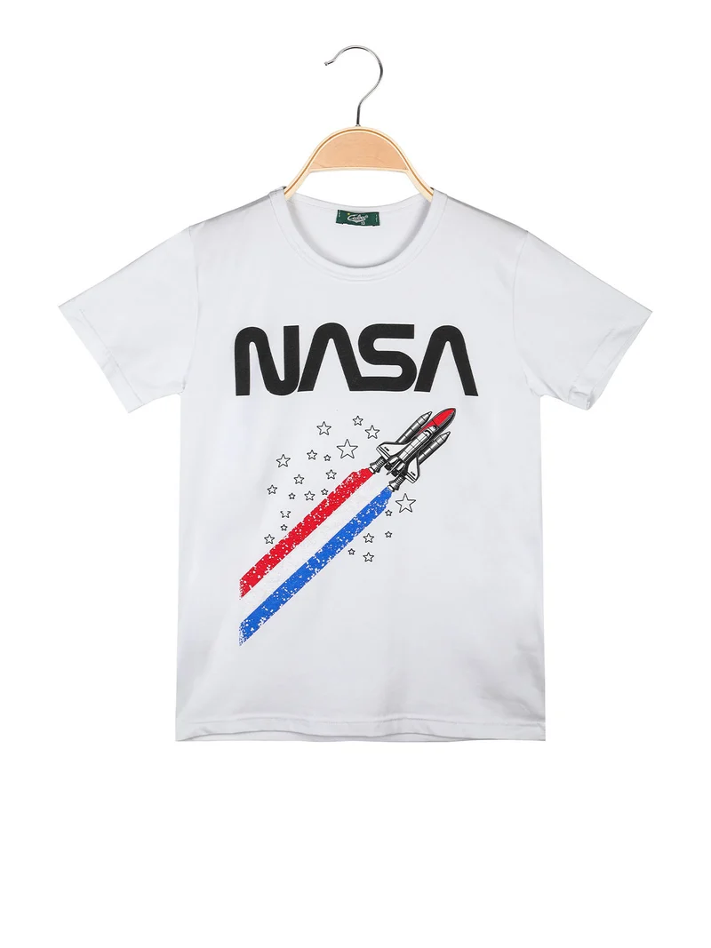 T-shirt da ragazzo in cotone con logo - bianco