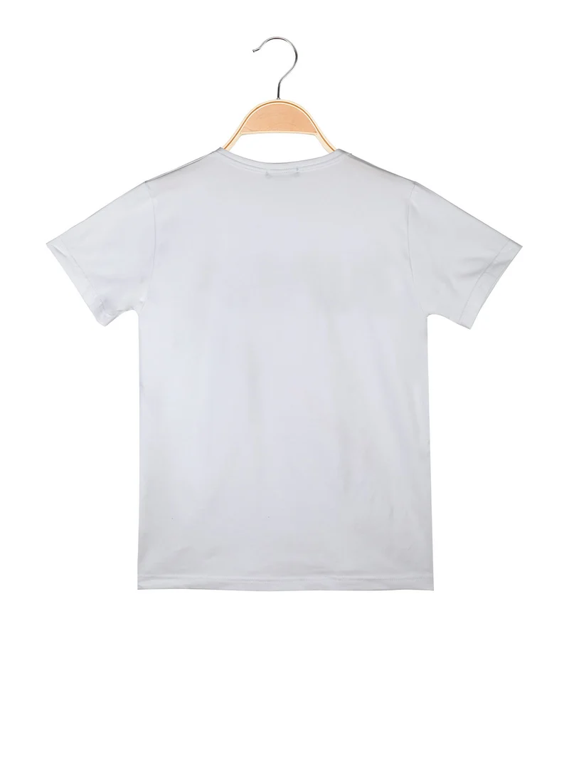 T-shirt da ragazzo in cotone con logo - bianco