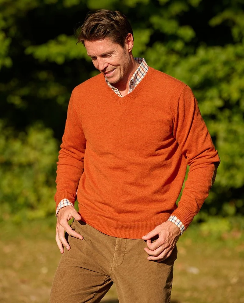 Merino-Pullover "Jack" in burned orange