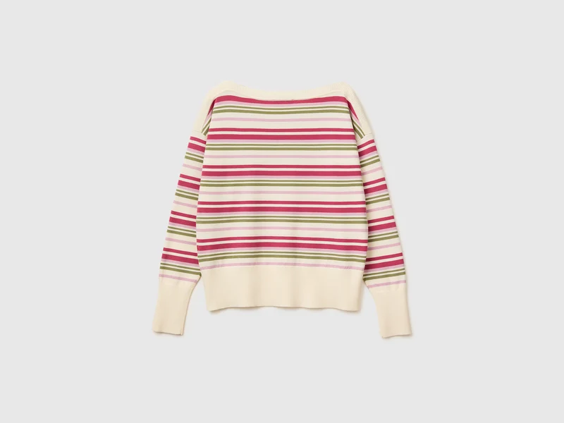 Gestreifter Pullover mit U-Boot-Ausschnitt